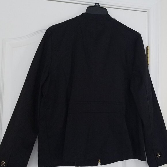 Charter Club Stand Collar Zip Front Blazer Jacket Black w/Gold Buttons Size 18 - Picture 6 of 9